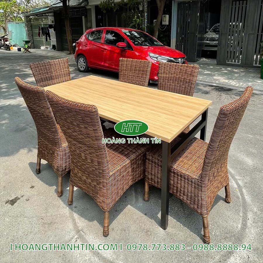 Bàn ghế nhựa giả mây cafe HTT 38