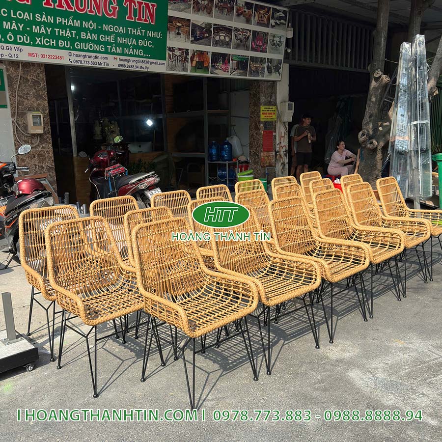 Bàn ghế nhựa giả mây cafe HTT 44