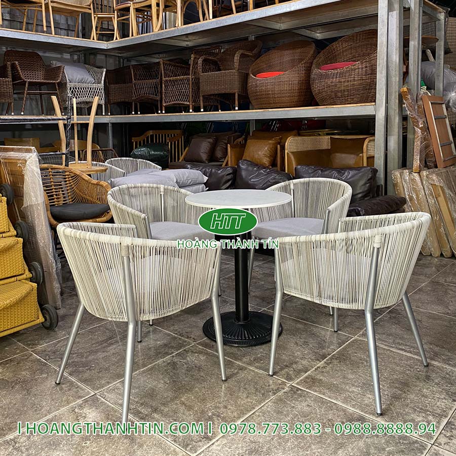 Bàn ghế nhựa giả mây cafe HTT 56