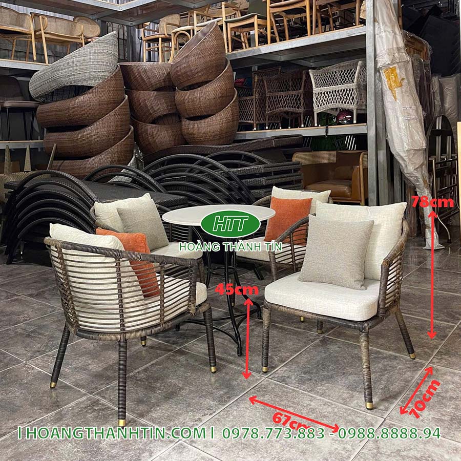 Bàn ghế nhựa giả mây cafe HTT 61