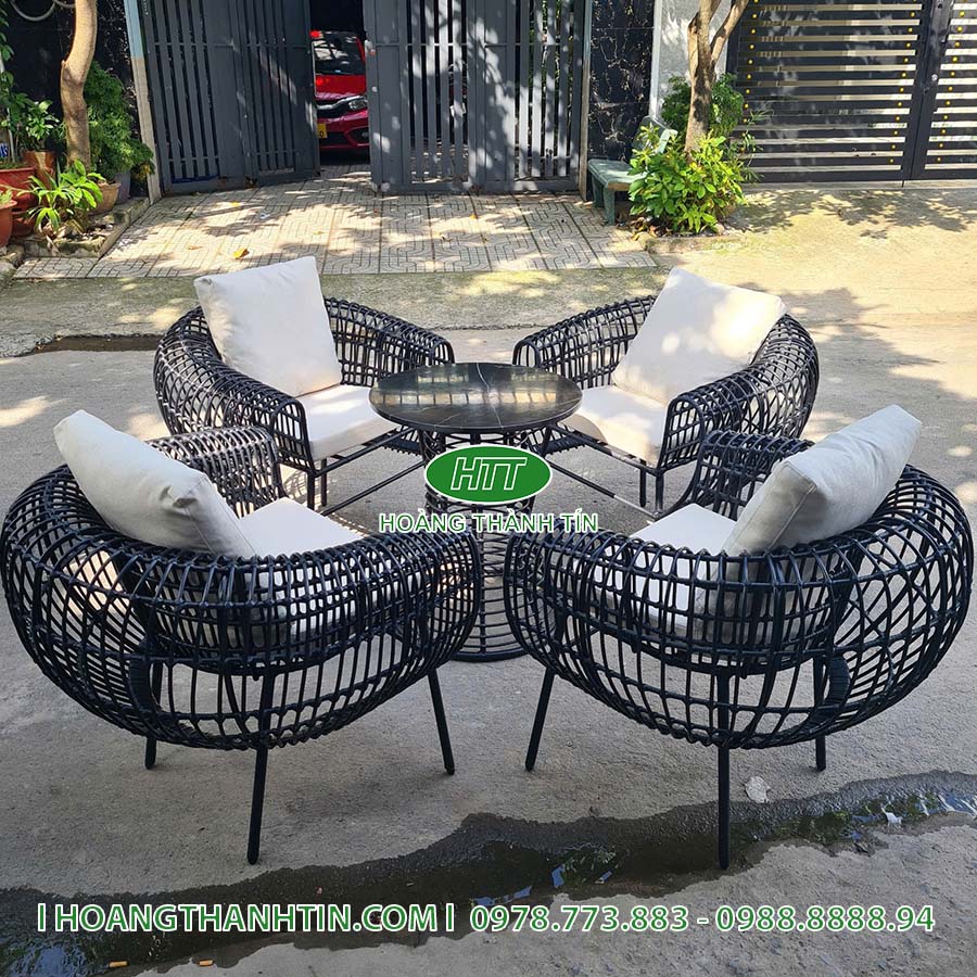 Bàn ghế cafe nhựa giả mây HTT 05