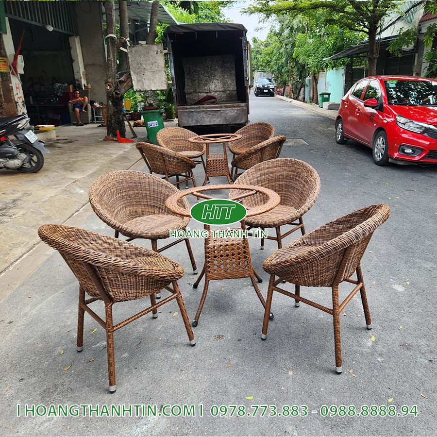 Bàn ghế cafe nhựa giả mây HTT 16
