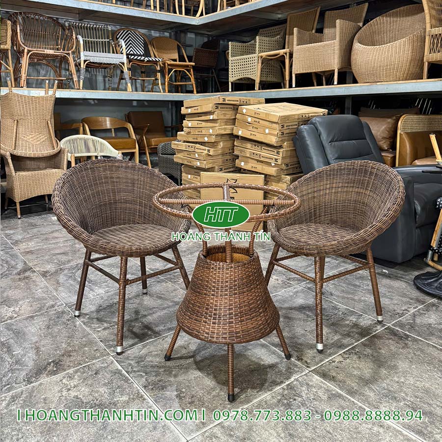 Bàn ghế cafe nhựa giả mây HTT 19