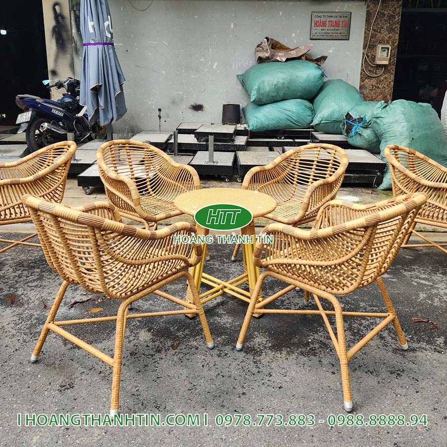 Bàn ghế cafe nhựa giả mây HTT 23