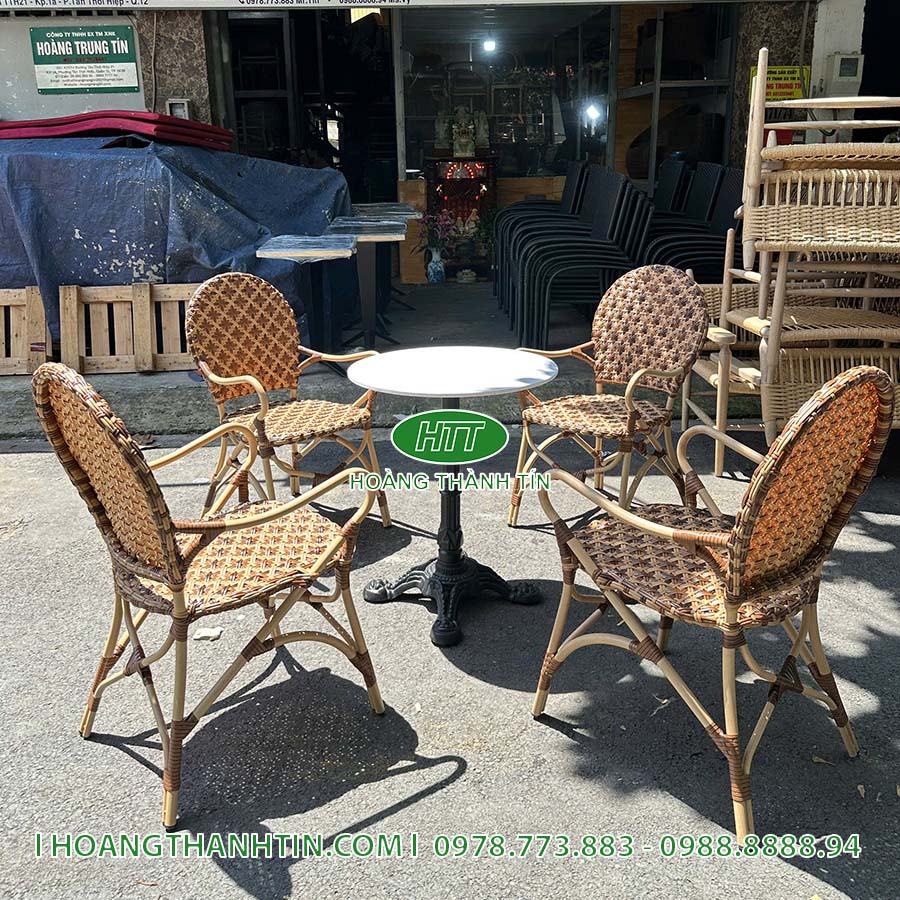 Bàn ghế cafe nhựa giả mây HTT 47