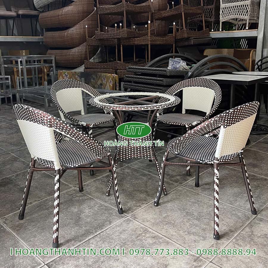 Bàn ghế nhựa giả mây sân vườn HTT 01