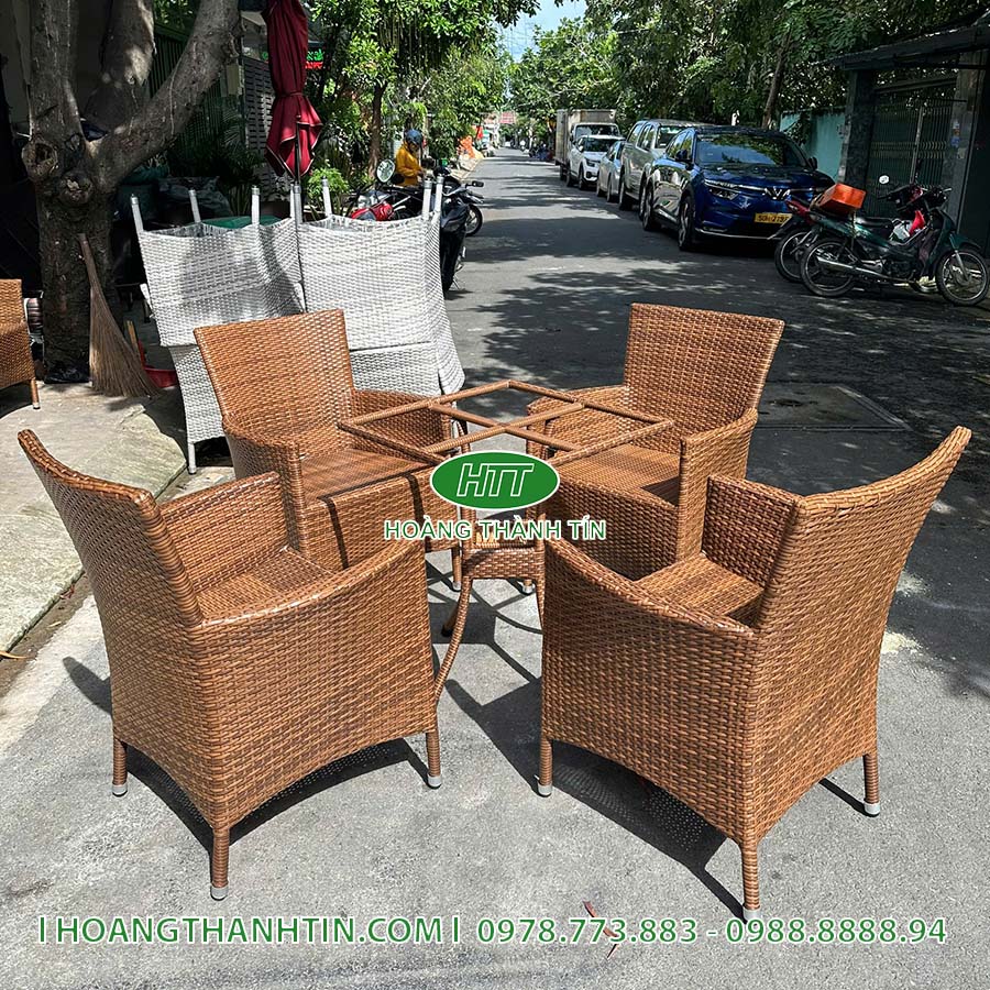 Bàn ghế nhựa giả mây sân vườn HTT 79