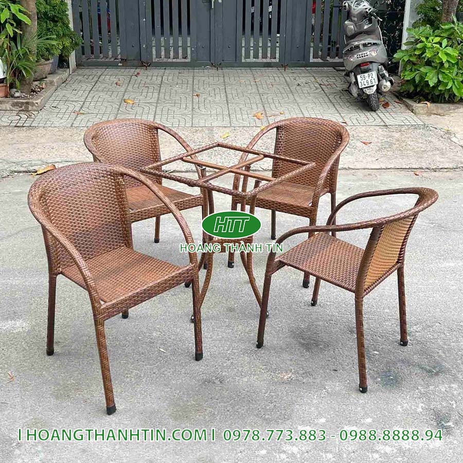 Bàn ghế cafe nhựa giả mây HTT 205