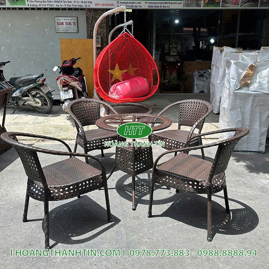 Bàn ghế cafe nhựa giả mây HTT 209