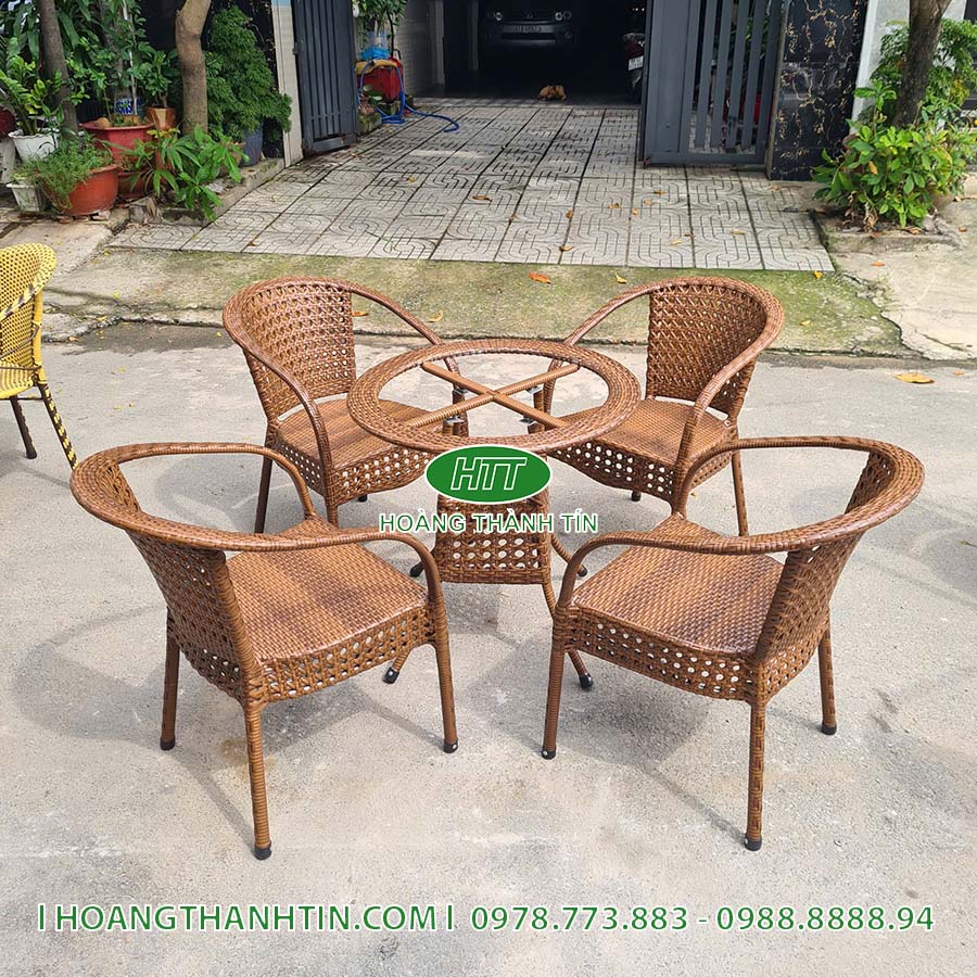 Bàn ghế cafe nhựa giả mây HTT 211