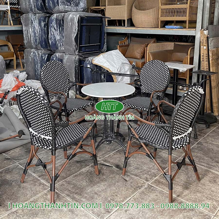Bàn ghế cafe nhựa mây HTT 15