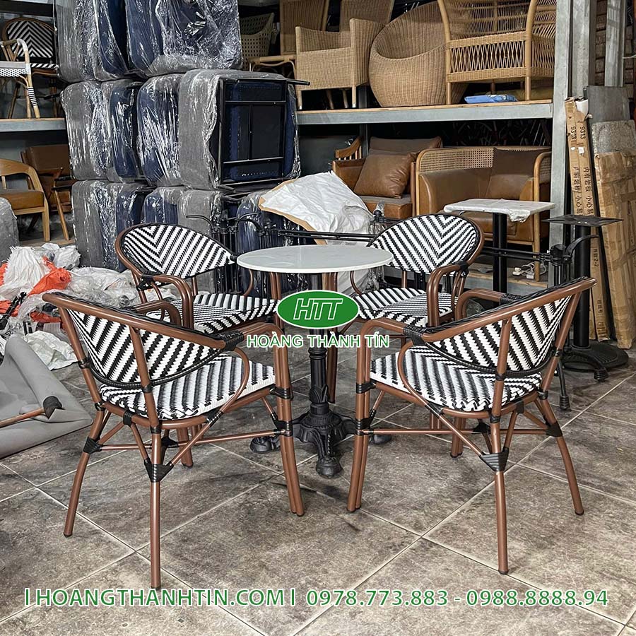 Bàn ghế cafe nhựa mây HTT 16