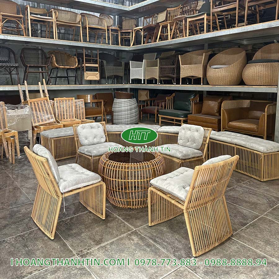 Bàn ghế cafe nhựa mây HTT 18