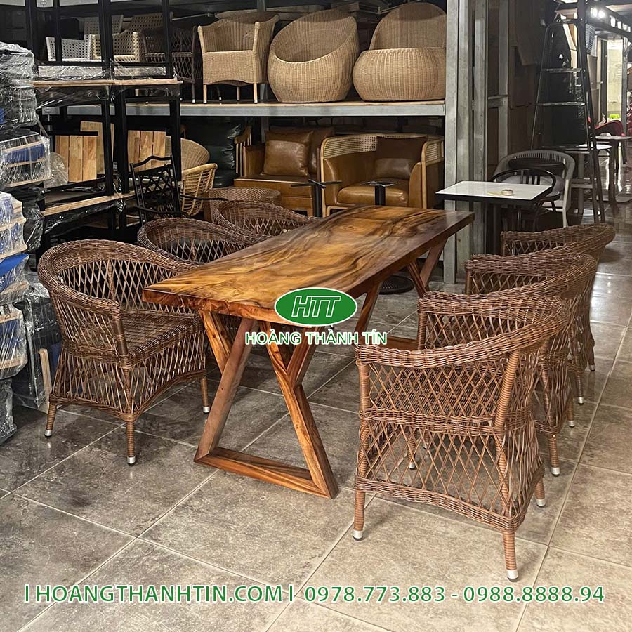 Bàn ghế cafe nhựa mây HTT 19
