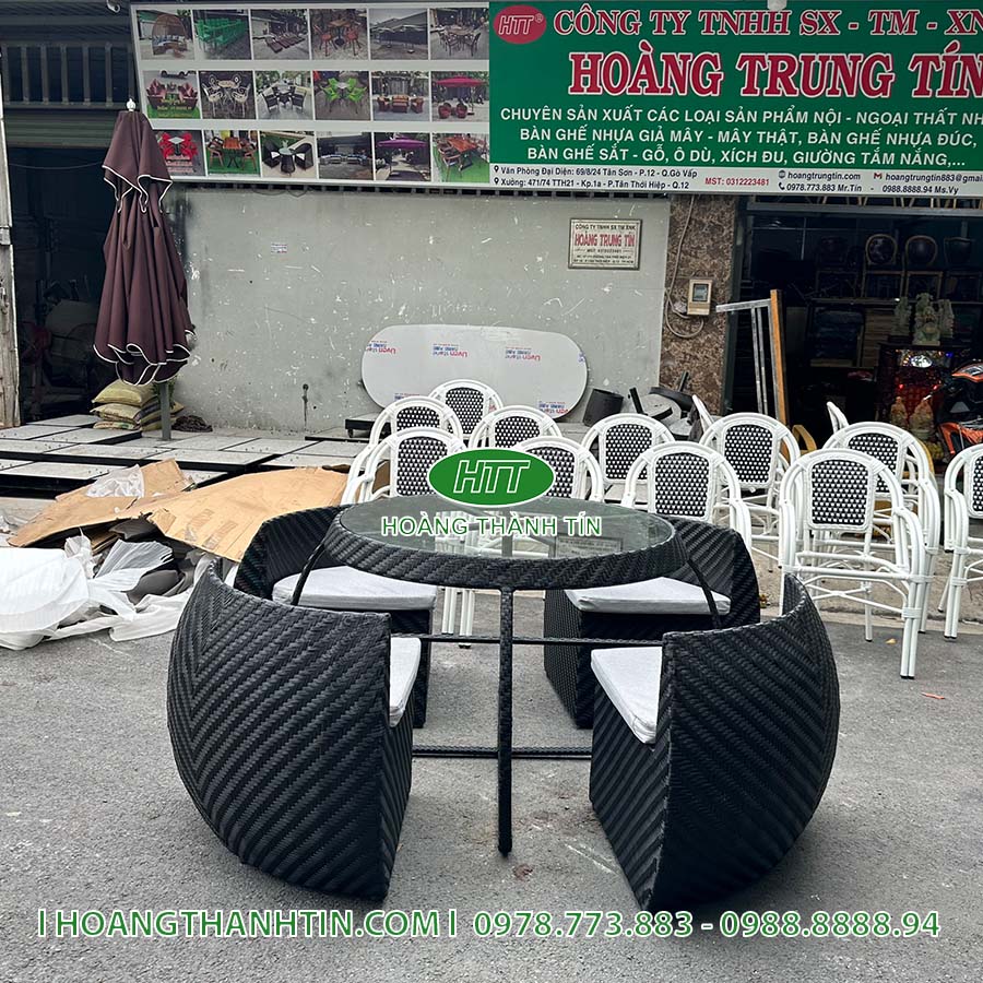 Bàn ghế cafe nhựa mây HTT 20