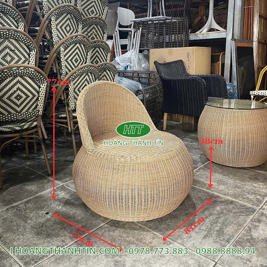 Bàn ghế cafe nhựa mây HTT 24