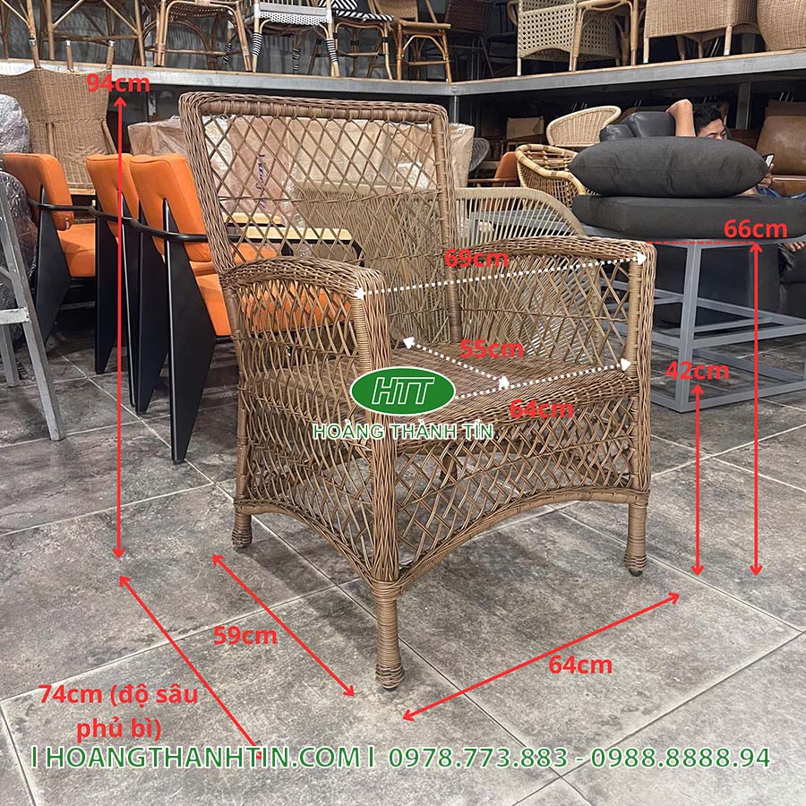 Bàn ghế cafe nhựa mây HTT 25