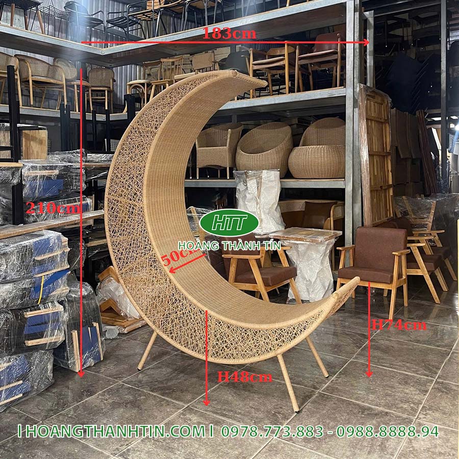 Ghế mặt trăng đan nhựa mây HTT 01