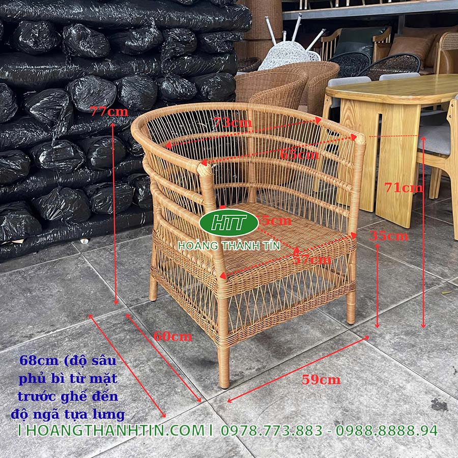 Bàn ghế cafe nhựa mây HTT 27