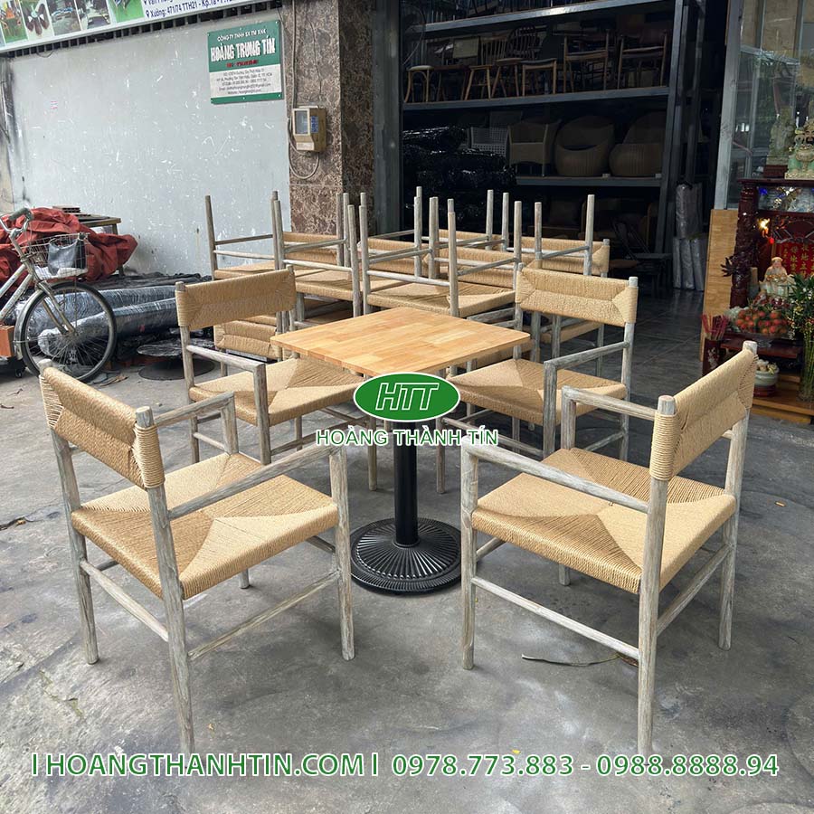 Bàn ghế đan dây cói HTT 6