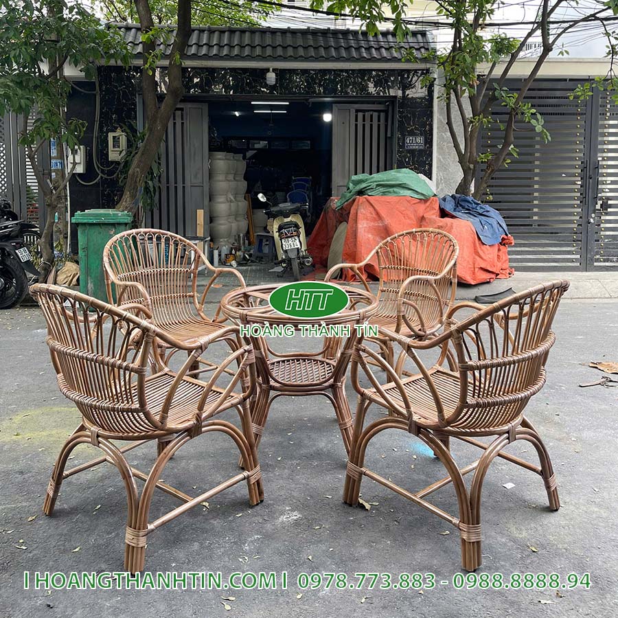 Bàn ghế mây thật HTT 1