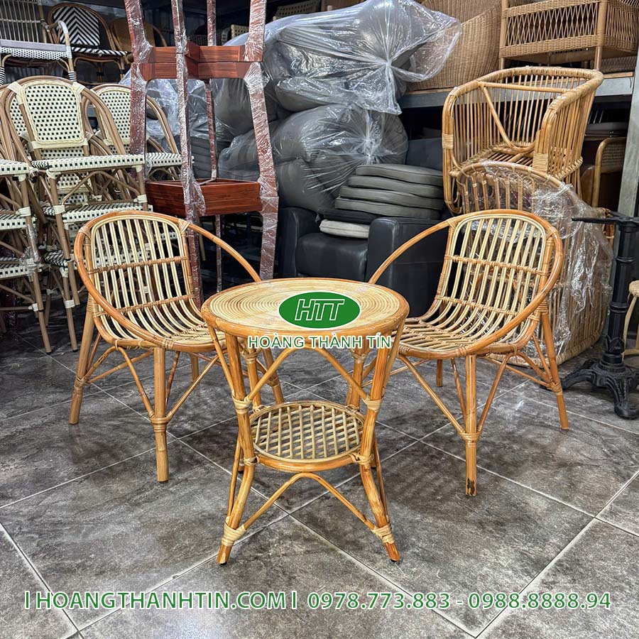 Bàn ghế mây thật HTT 5