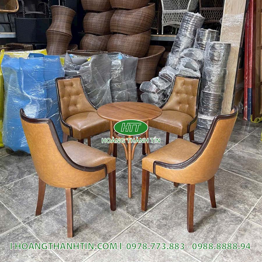 Bàn ghế gỗ nệm nhà hàng HTT 68
