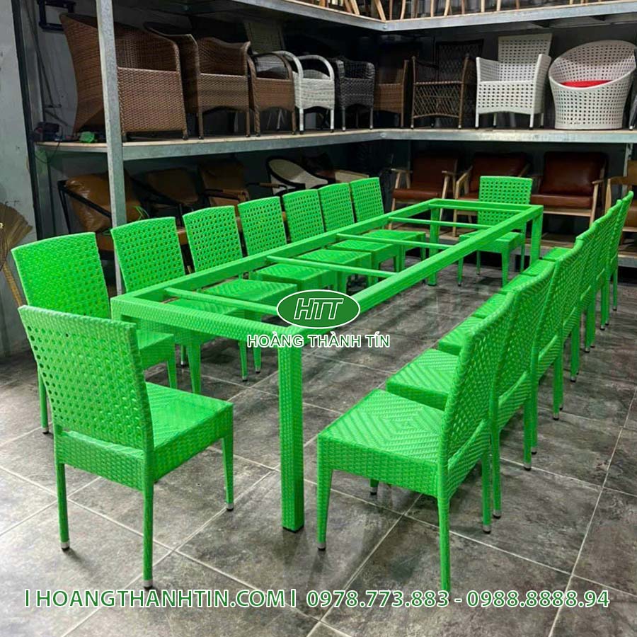 Bàn ghế nhựa mây ngoài trời HTT-22