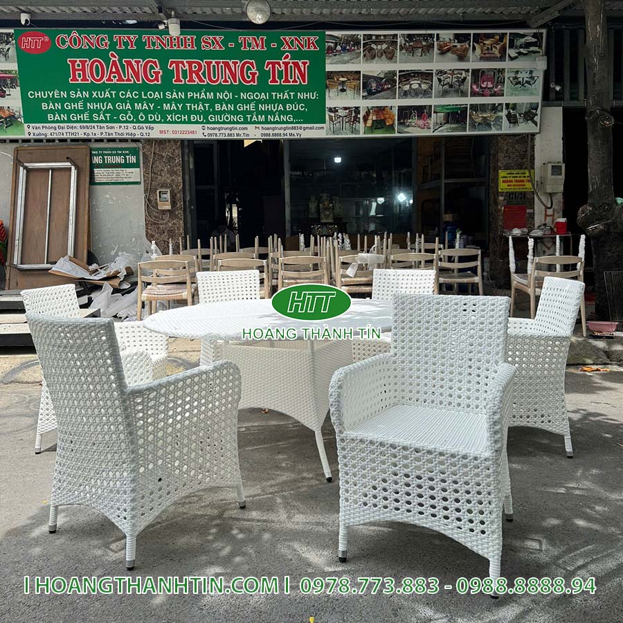 Bàn ghế nhựa mây ngoài trời HTT-25