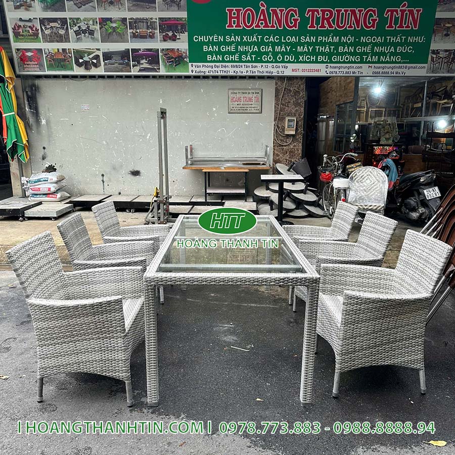 Bàn ghế nhựa mây ngoài trời HTT-35