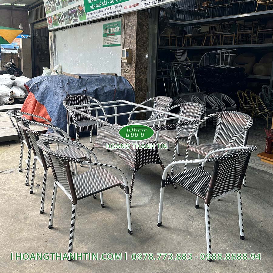 Bàn ghế nhựa mây ngoài trời HTT-47