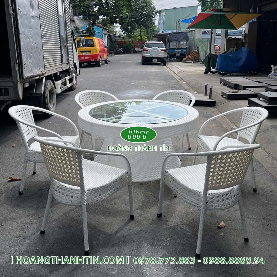 Bàn ghế nhựa mây ngoài trời HTT-50