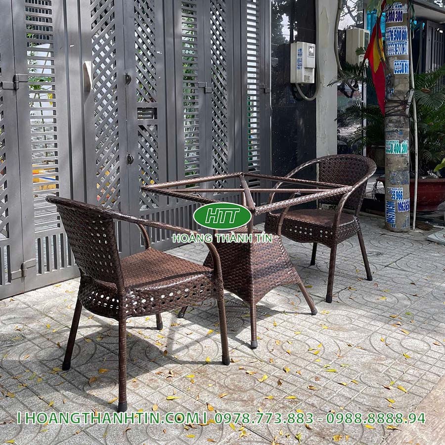 Bàn ghế nhựa mây ngoài trời HTT-54