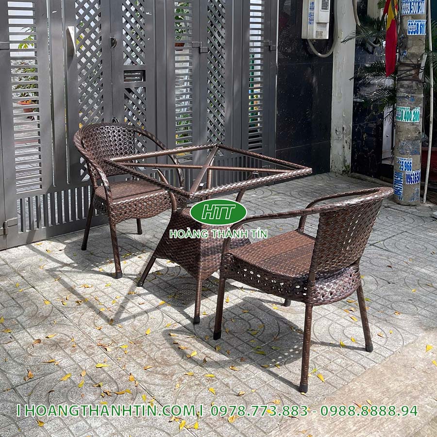 Bàn ghế nhựa mây ngoài trời HTT-58