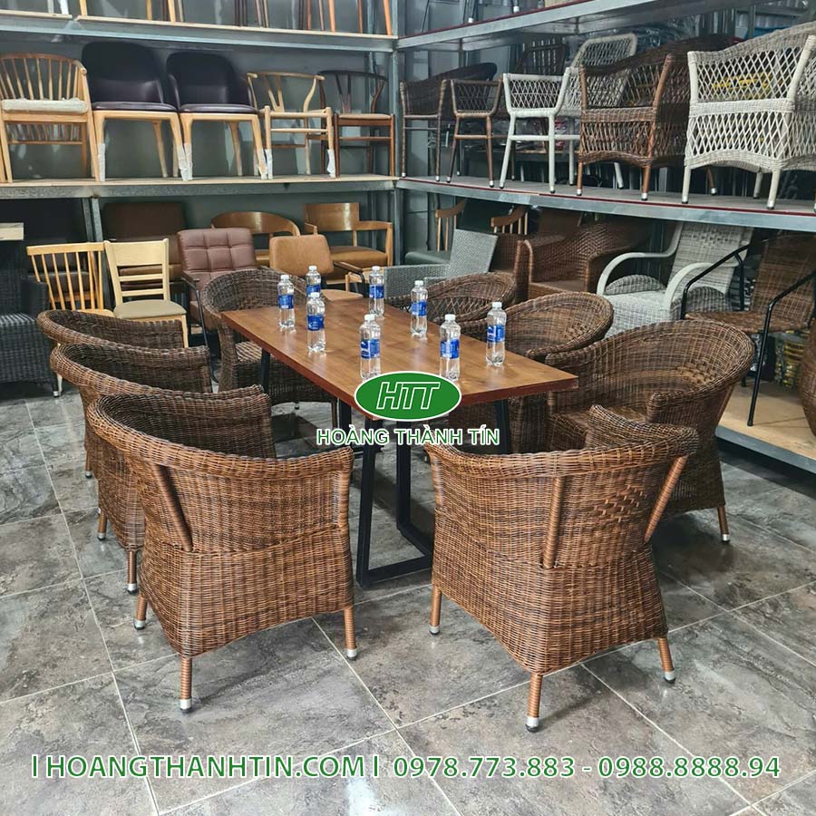Bàn ghế nhựa mây ngoài trời HTT-66