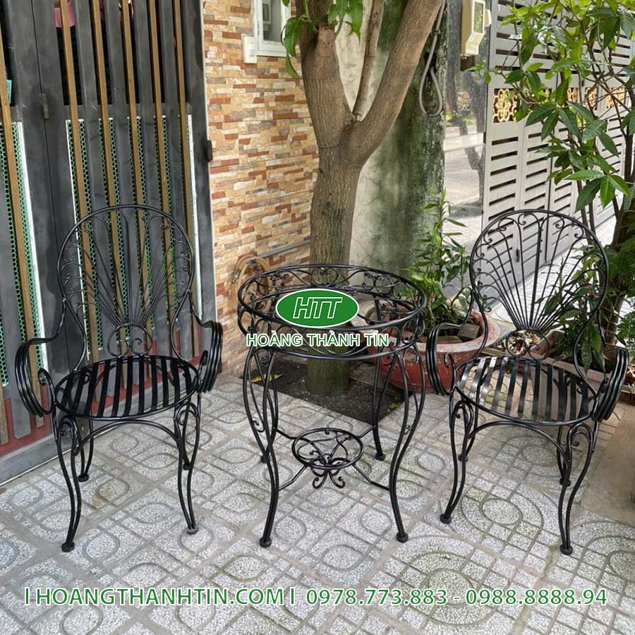 Bàn ghế cafe sắt HTT 12
