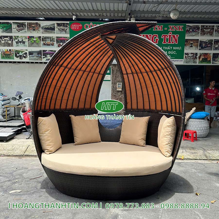Giường Mái Vòm Nhựa Mây HTT 32