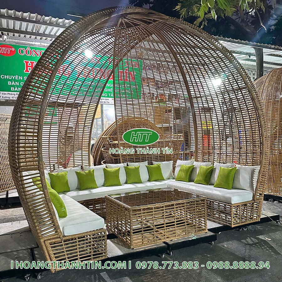 Giường Mái Vòm Nhựa Mây HTT 10