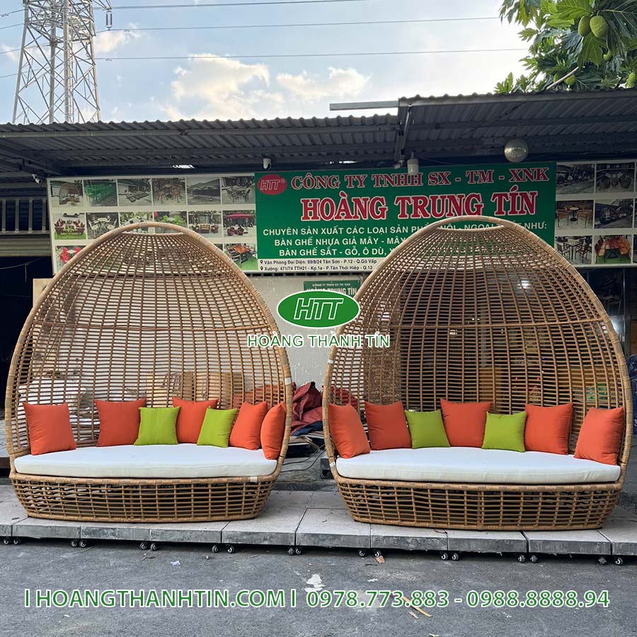 Giường Mái Vòm Nhựa Mây HTT 45