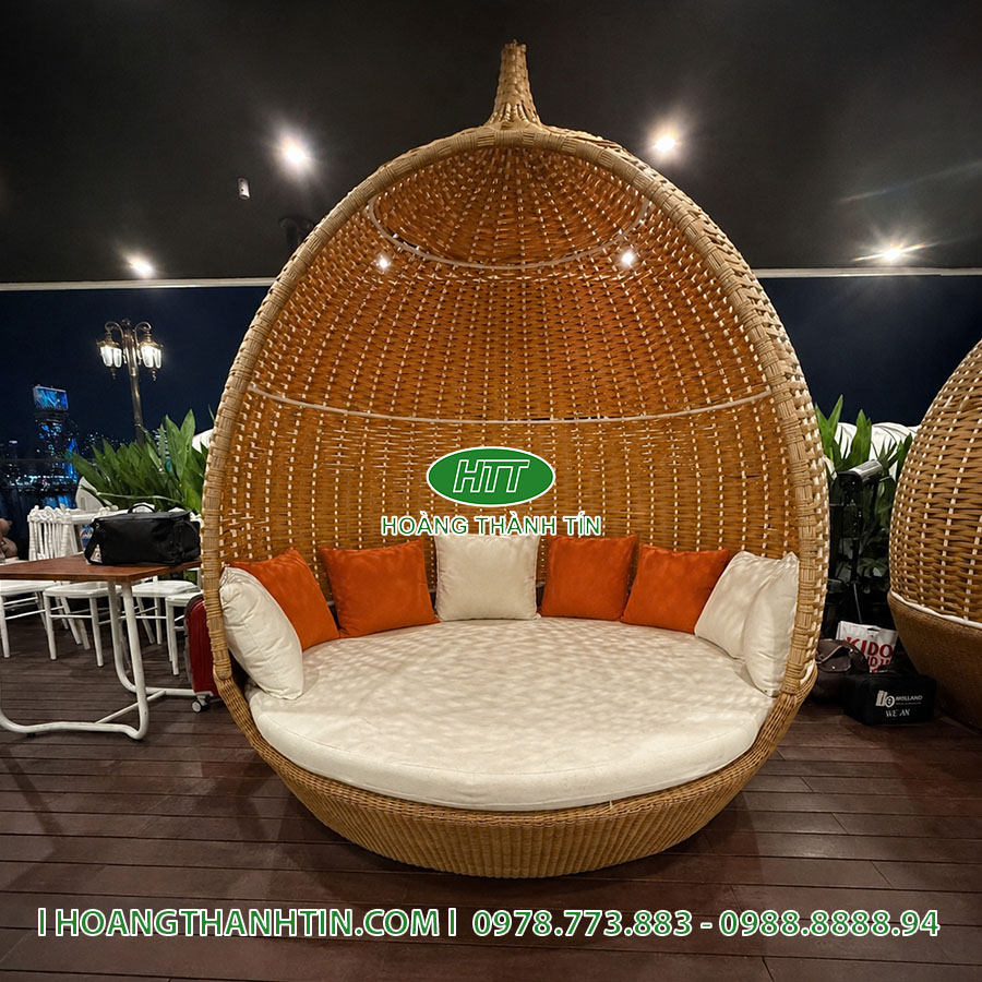 Giường Mái Vòm Nhựa Mây HTT 49