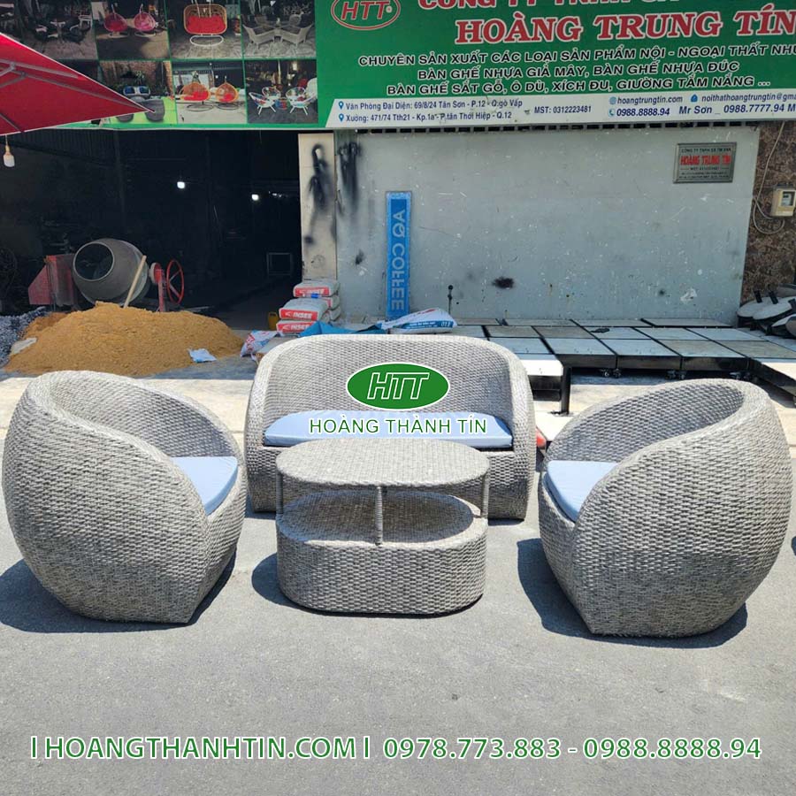 Sofa trứng nhựa mây HTT 09