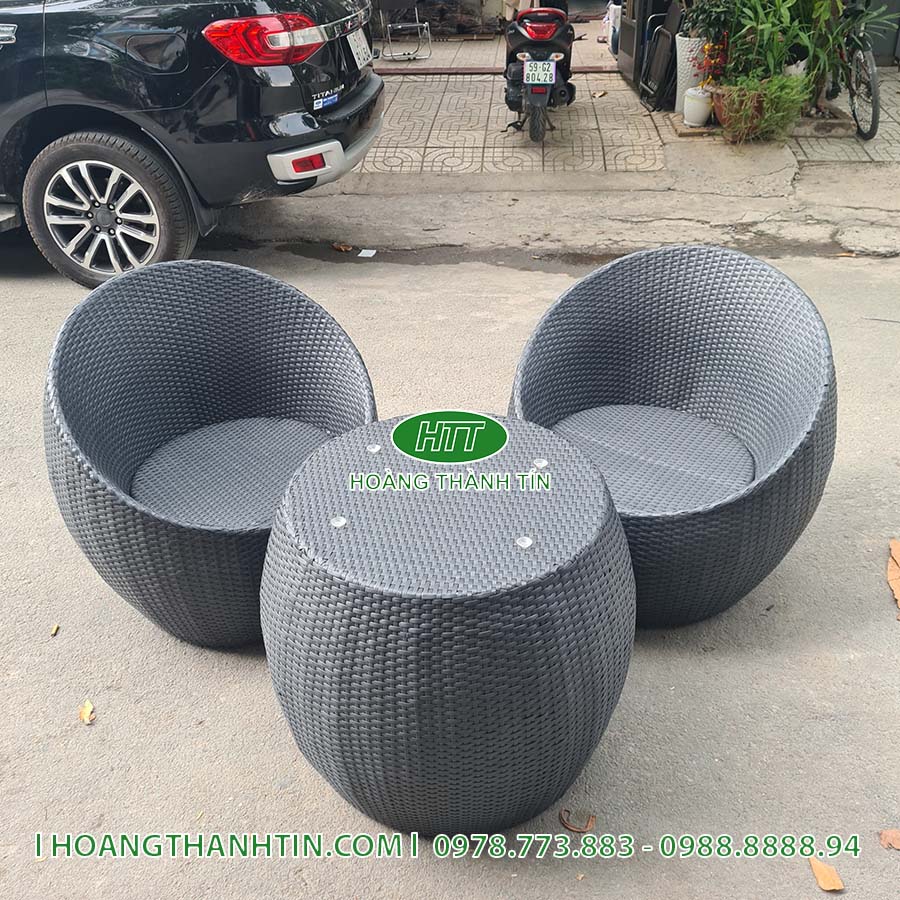 Bàn ghế trứng nhựa mây HTT 205
