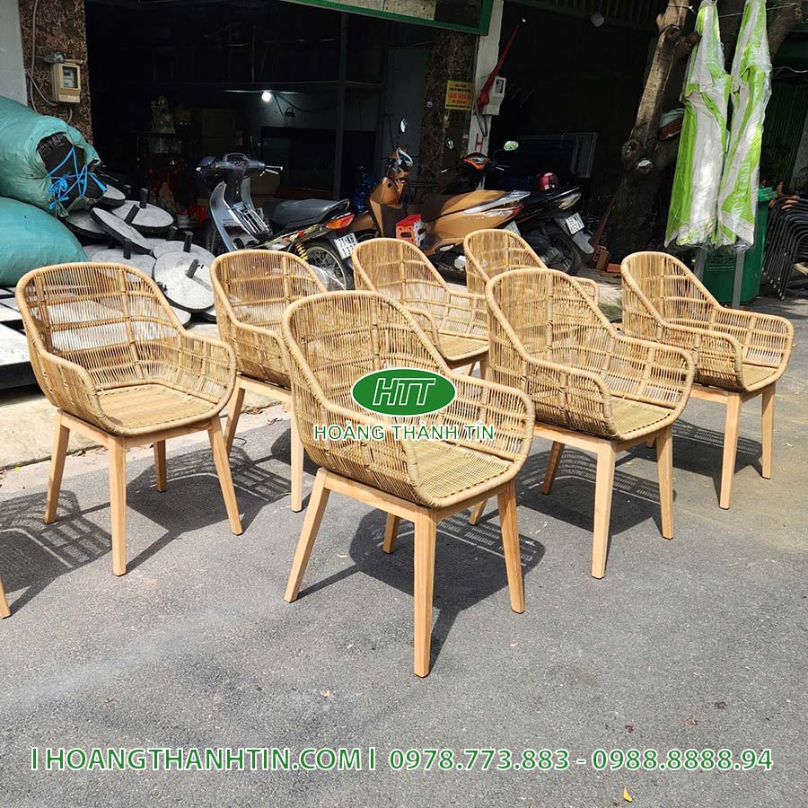 Bàn ghế nhựa giả mây cafe HTT 41