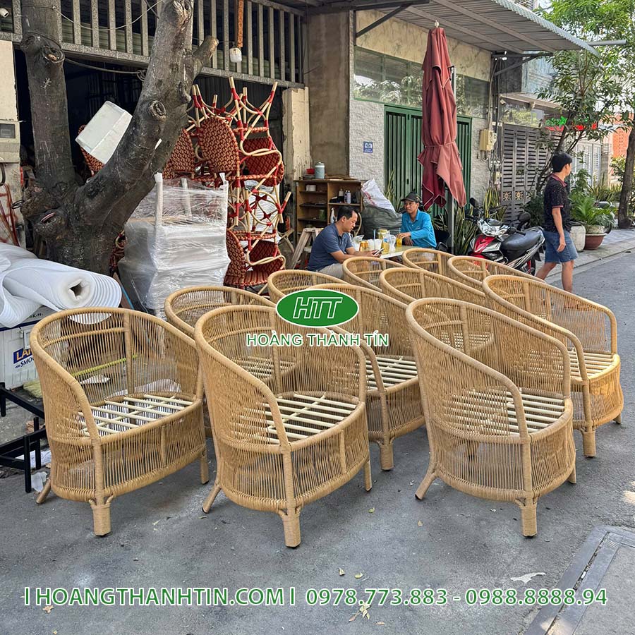 Bàn ghế nhựa giả mây cafe HTT 53