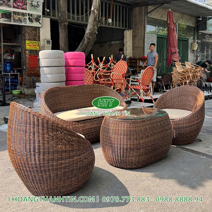 Sofa trứng nhựa mây HTT 01