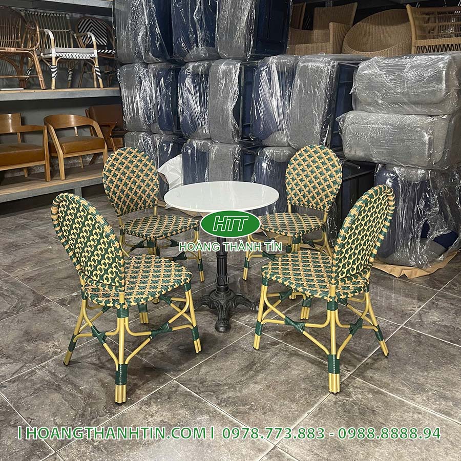 Bàn ghế cafe nhựa giả mây HTT 01