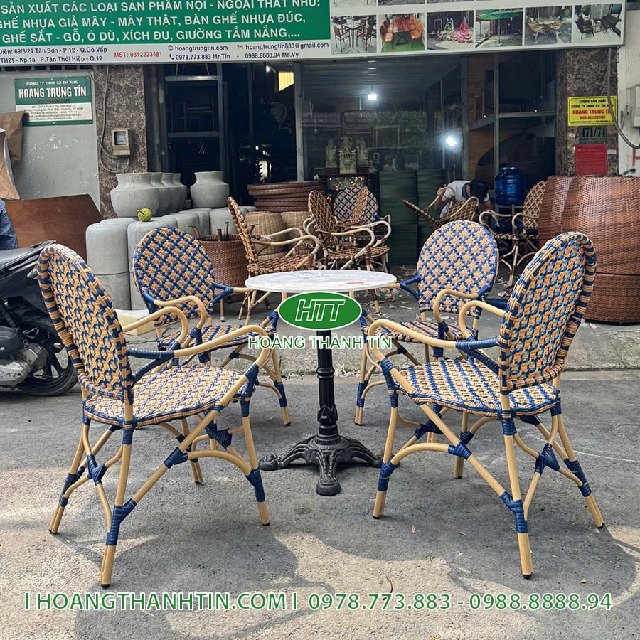 Bàn ghế cafe nhựa giả mây HTT 55
