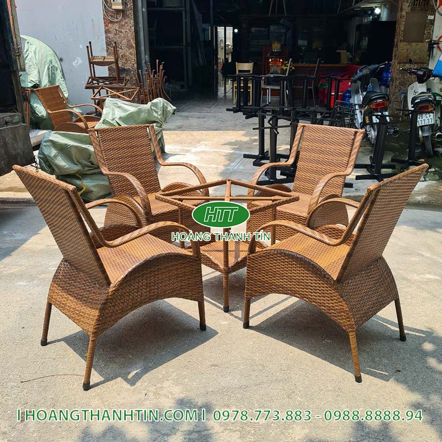 Bàn ghế cafe nhựa giả mây HTT 58