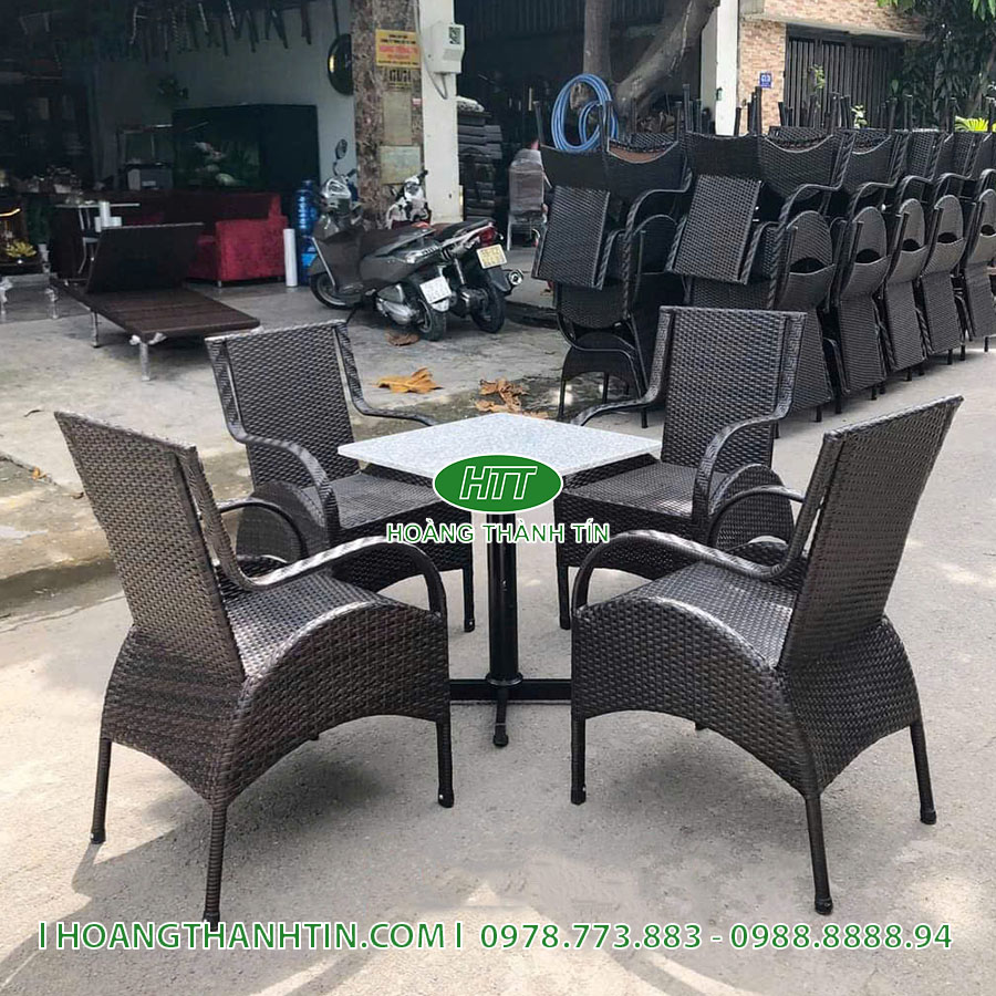 Bàn ghế cafe nhựa giả mây HTT 65