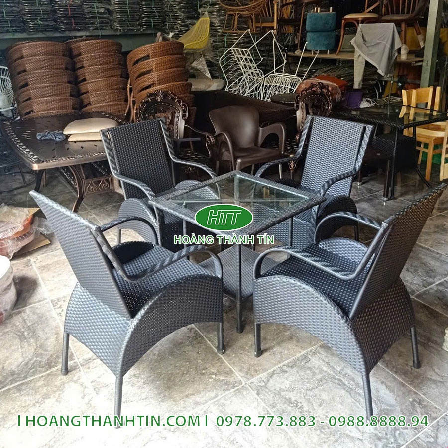 Bàn ghế cafe nhựa giả mây HTT 67